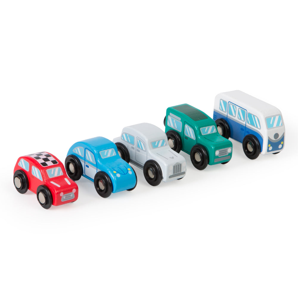 Wooden Retro Vehicle Toy Set, 5 Classic Toy Cars