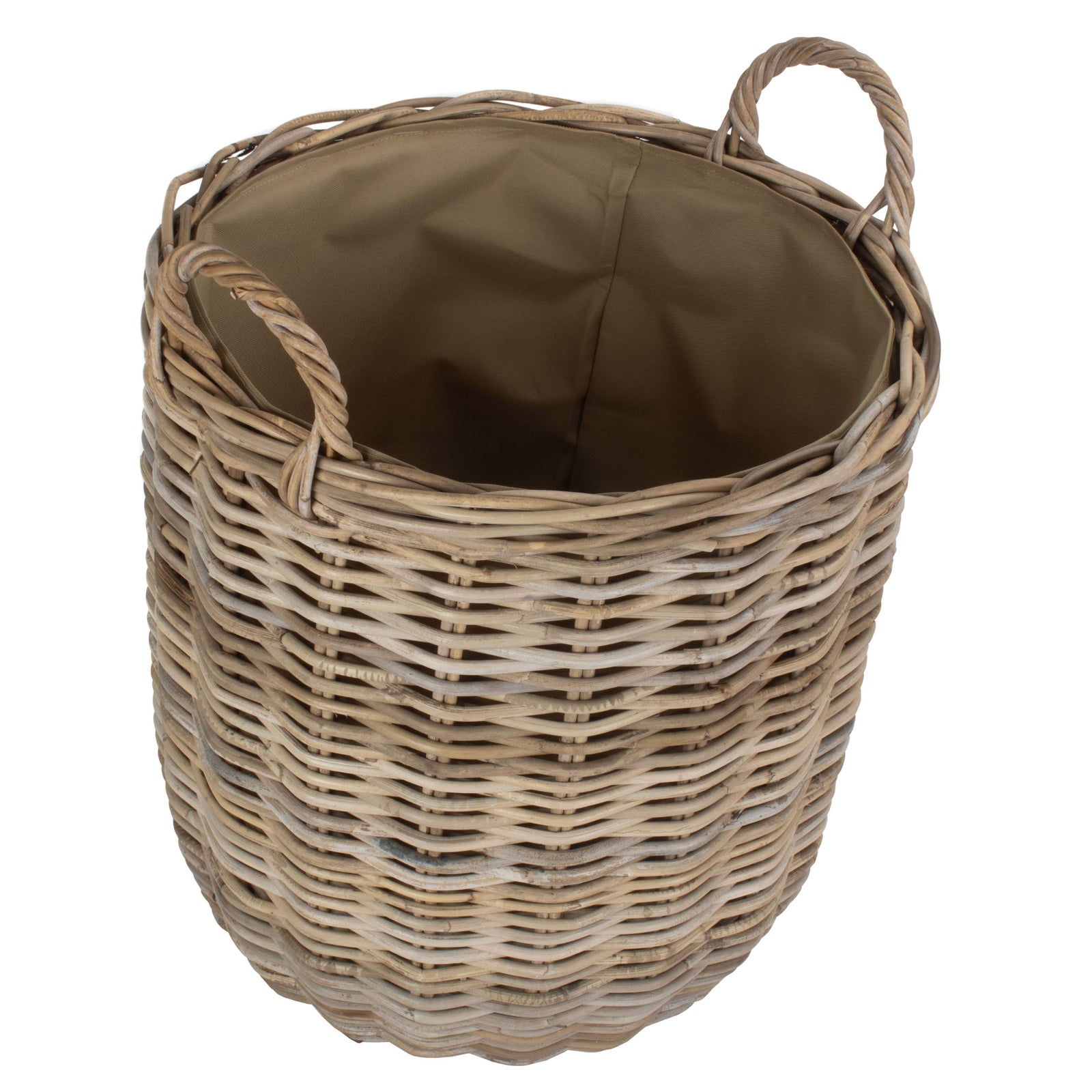 Red Hamper Cordura Lined Tall Round Fireside Grey Rattan Log Basket