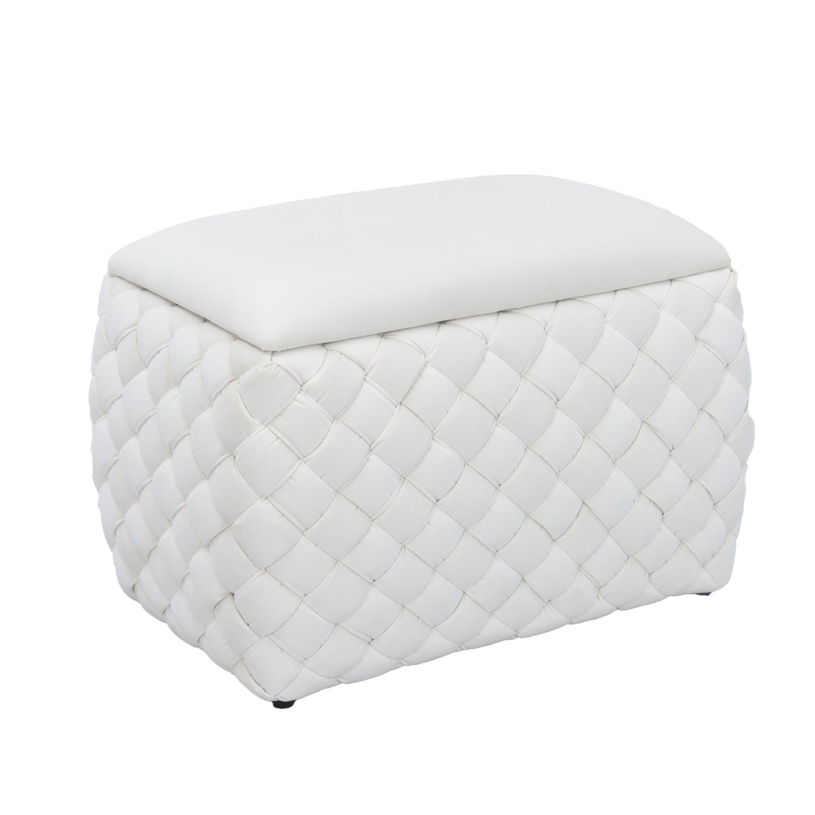 Plumeo Velvet Storage Ottoman | Cream