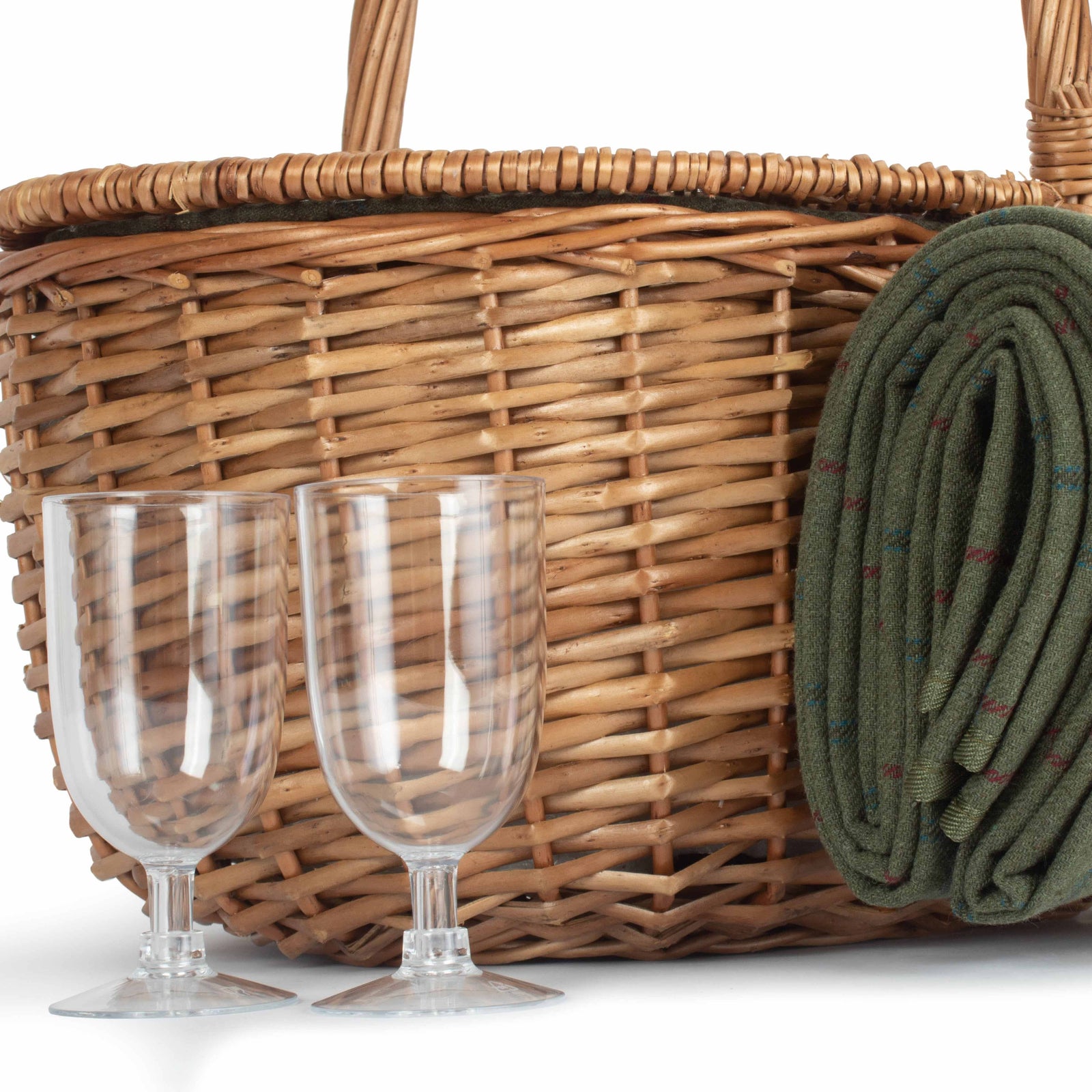 Red Hamper Oval Double Steamed 2 Person Fitted Picnic Wicker Basket