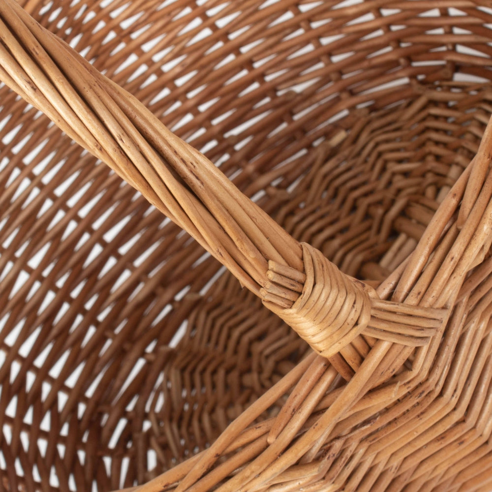 Double Steamed Wicker Oval Shopping Basket | Brown