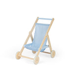 Wooden Doll's Stroller, Pastel-blue Polka Dot Design