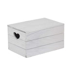 Vintage Effect Heart Cut Handle Wooden Lidded Storage Box | Large | Gray