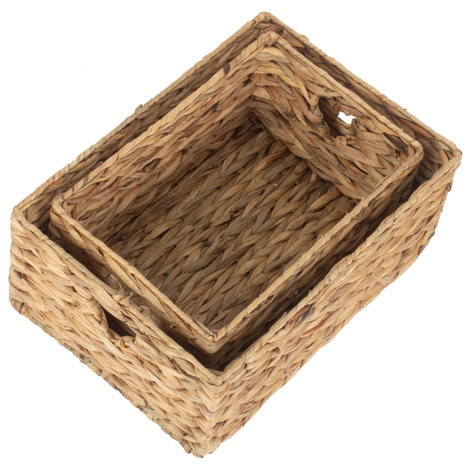 Shallow Water Hyacinth Storage Basket | Set-of-2 | Brown