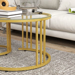 Set Of 2 Nest Of Round Coffee Tables, Tempered Glass