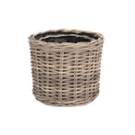 Red Hamper Rattan Round Planter With Plastic Lining