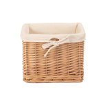 Wicker Small Deep Storage Basket With Cotton Lining