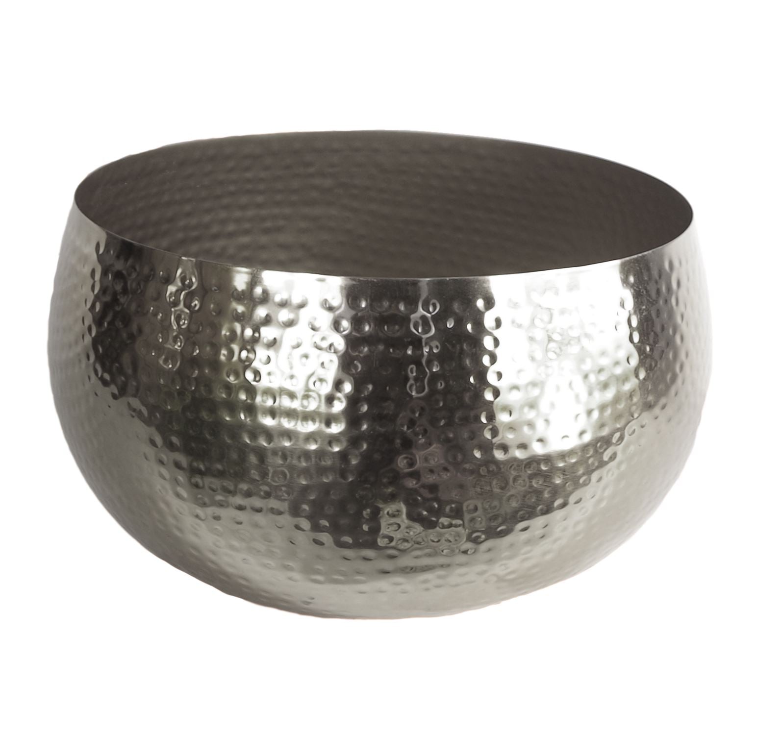 Xl Metal Bowl 32 X 20cm Hammered Silver Colour - Straight Edge