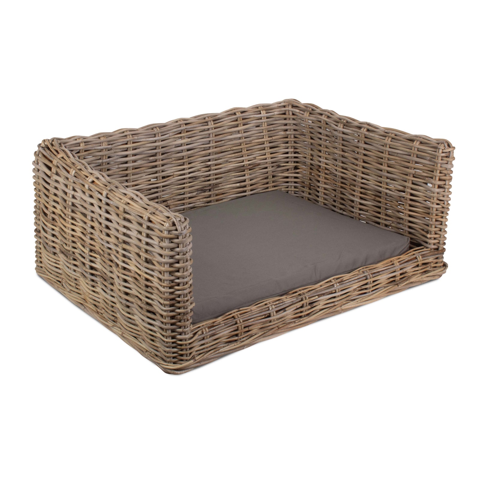 Rattan Luxury Rattan Dog Sofa Bed | Medium | Gray