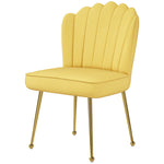 Velvet-feel Shell Accent Chair Bedroom Lounge Metal Legs | One Size | Yellow