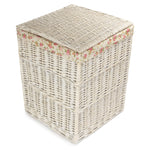 Oatmeal Cotton Lined Square White Wash Wicker Laundry Basket | Set-of-2 | Pink