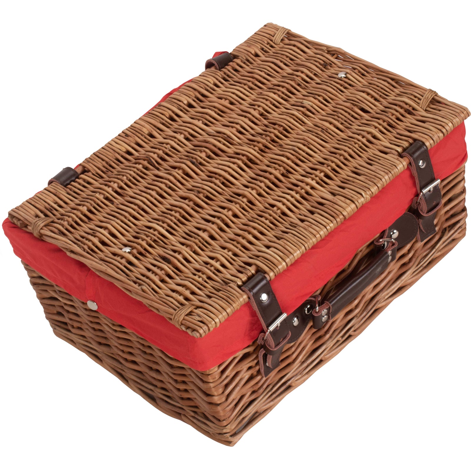 Wicker Double Steamed 40cm Picnic Basket | Red