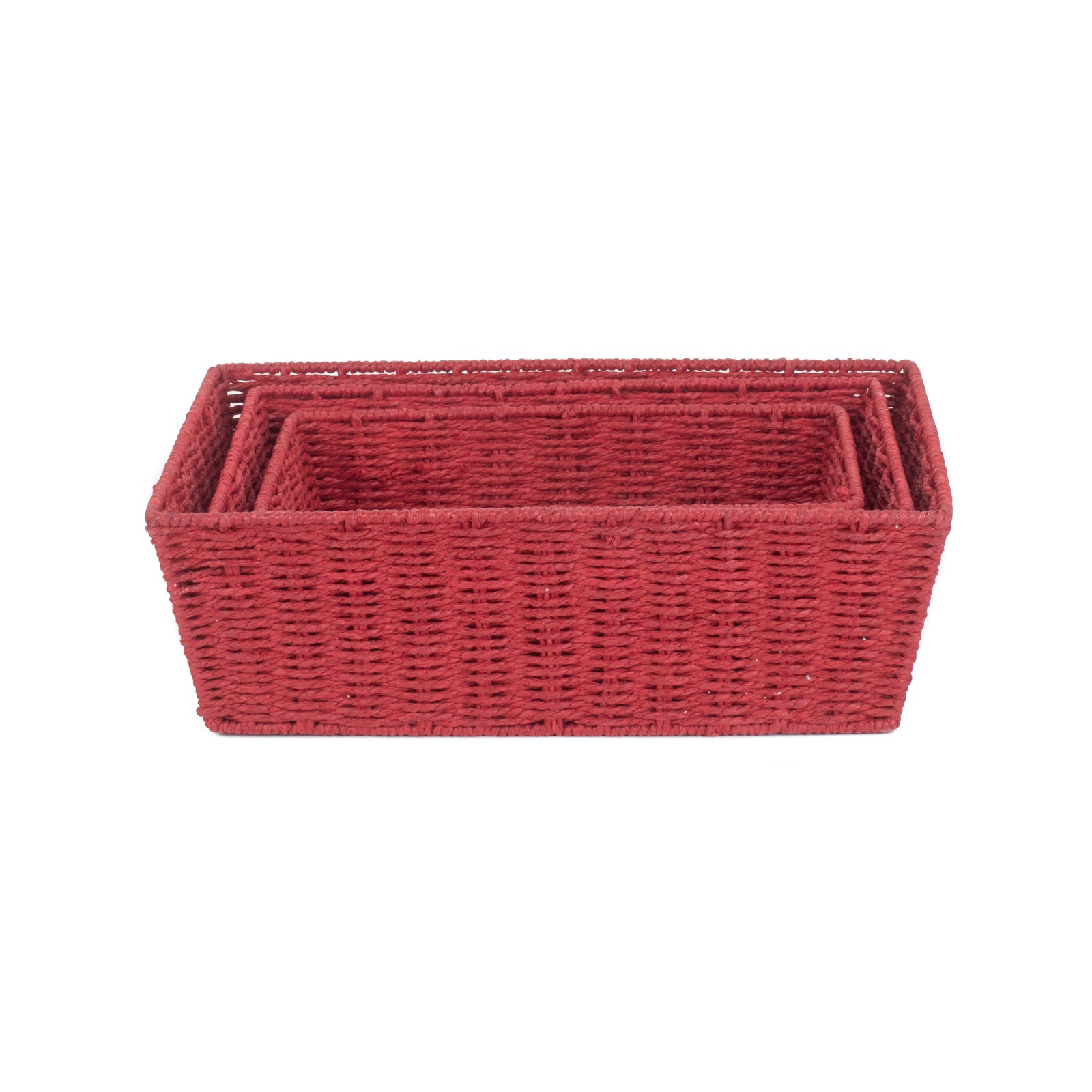 Red Paper Rope Tray | Set-of-3 | Red