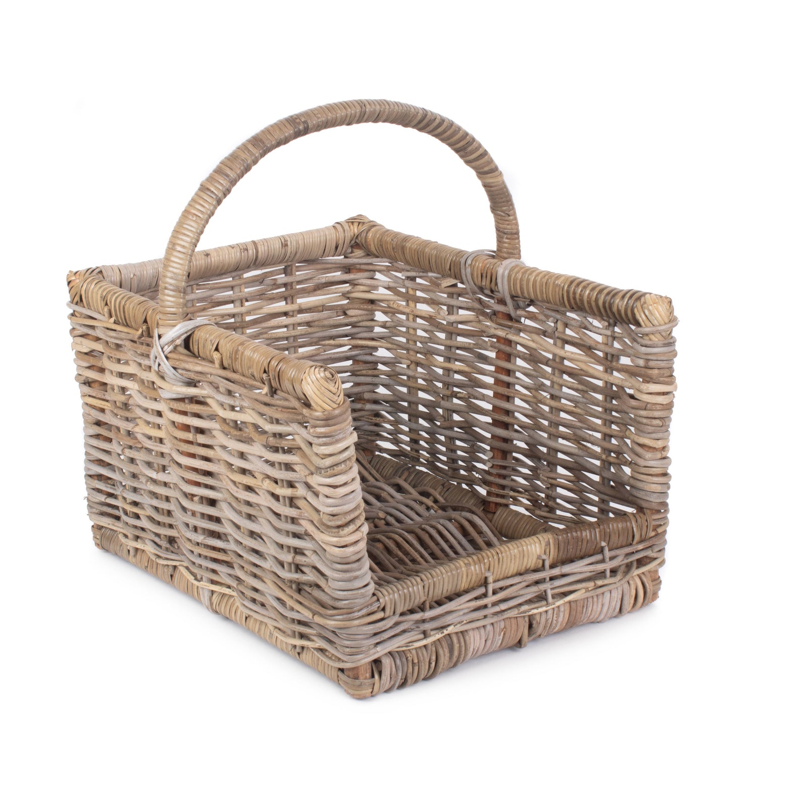 Kubu Grey Rattan Open Ended Log Basket | Medium | Brown