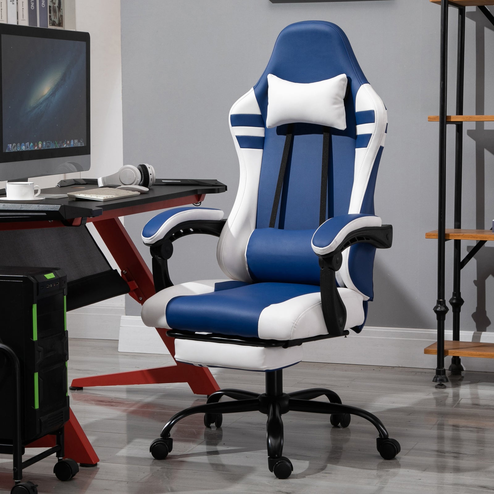 Luxe Pu Leather Gaming Chair W/ Footrest