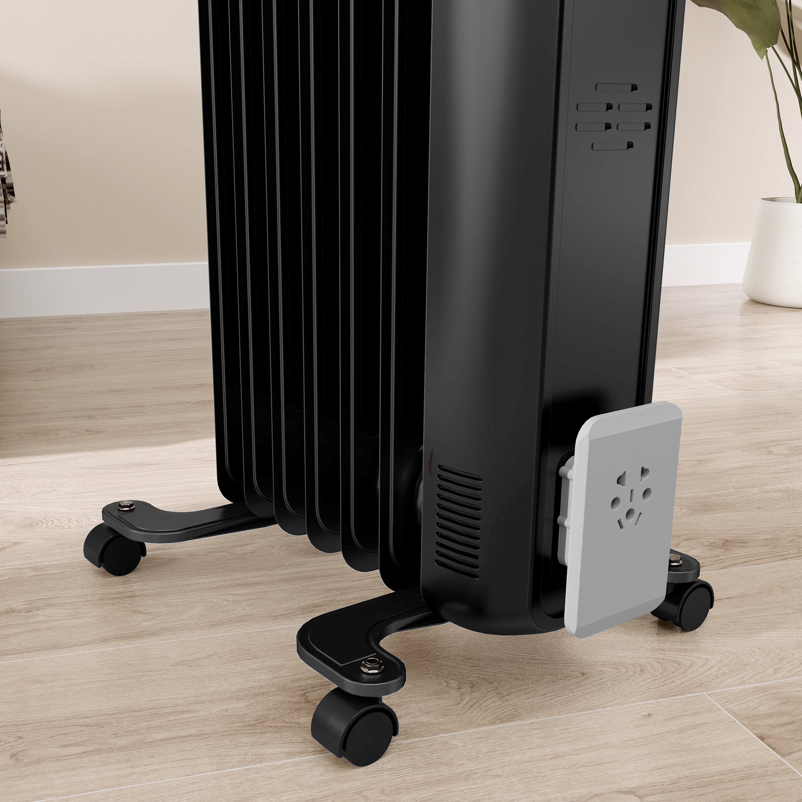 7/9fin Oil Filled Heater Radiator For Home 1.5/2kw | Small | Black