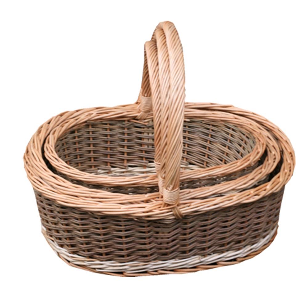 Red Hamper Wicker Set Of 3 Pennine Shopping Baskets