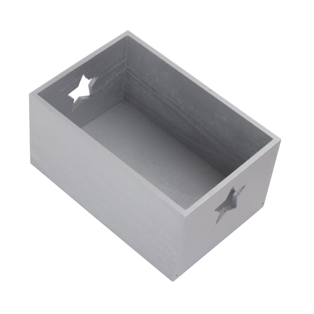 Soft Silver Painted Storage Box With Star Cut Out