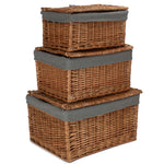 Light Steamed Cotton Lined Storage Basket | Set-of-3 | Gray