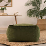 Amara Velvet Bean Bag Pouffe | Olive