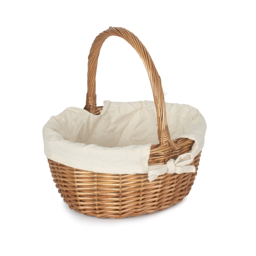 Double Steamed Wicker Oval Shopping Basket | White