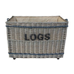 Wicker Large Log Basket On Wheels