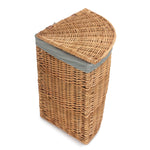 Light Steamed Corner Linen Basket With Grey Sage Lining | Large