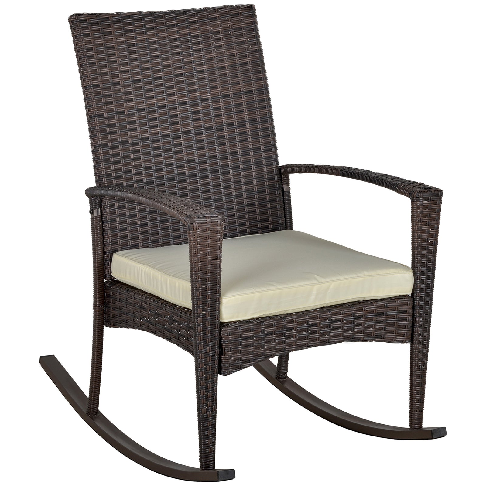 Rattan Rocking Chair Garden Recliner | Brown