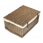 72cm Antique Wash Rope Handled Trunk Picnic Basket | White