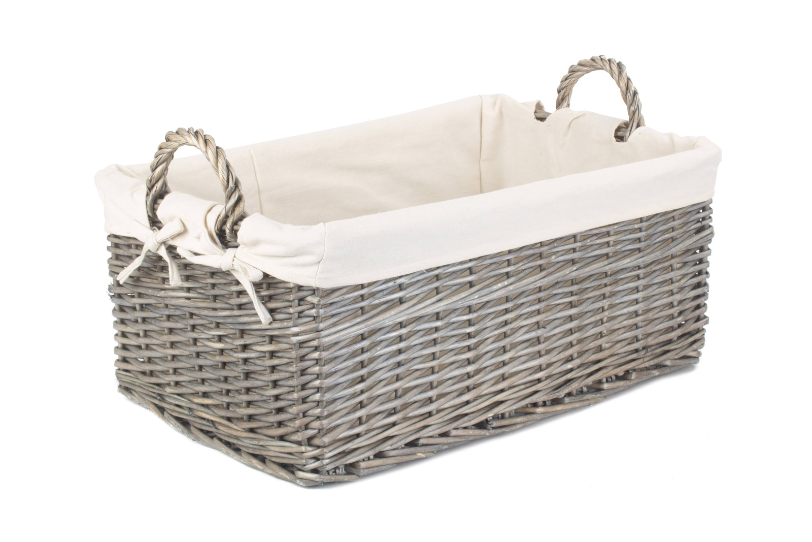 Red Hamper Wicker Shallow Lined Antique Wash Storage Basket