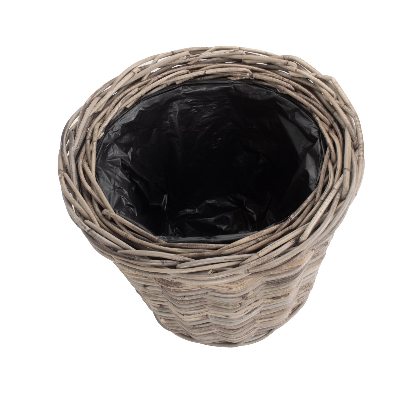 Tapered Rattan Round Planter With Plastic Lining | Set-of-2 | Brown