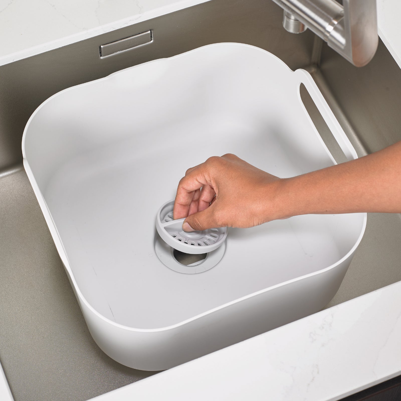 Recycled Washing Up Bowl - Stone Kitchen Dish Wash  Drain - 9 Litres Capacity - Made in the UK