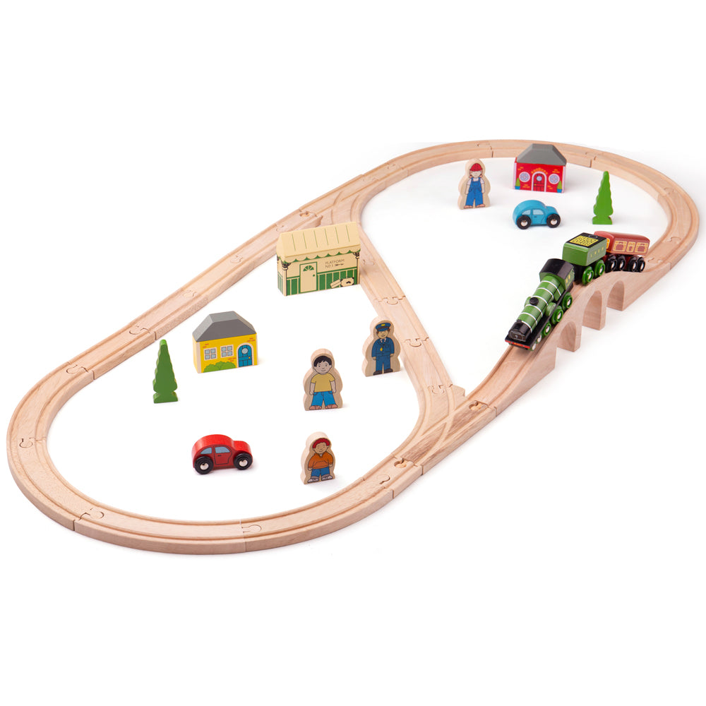 Wooden Flying Scotsman Train Set - 42 Pieces