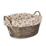 Red Hamper Wicker Antique Wash Finish Lined Wash Basket With Garden Rose Lining