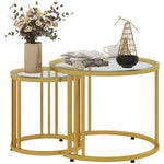 Set Of 2 Nest Of Round Coffee Tables, Tempered Glass