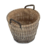 Wicker Small Round Grey Log Basket