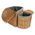 Light Steamed Corner Linen Basket With Grey Sage Lining | Set-of-2