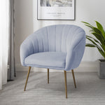 Helena 74cm Wide Shell Back Velvet Fabric Accent Chair With Brass Coloured Steel Legs | Blue