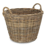 Round Grey Rattan Log Basket | Brown