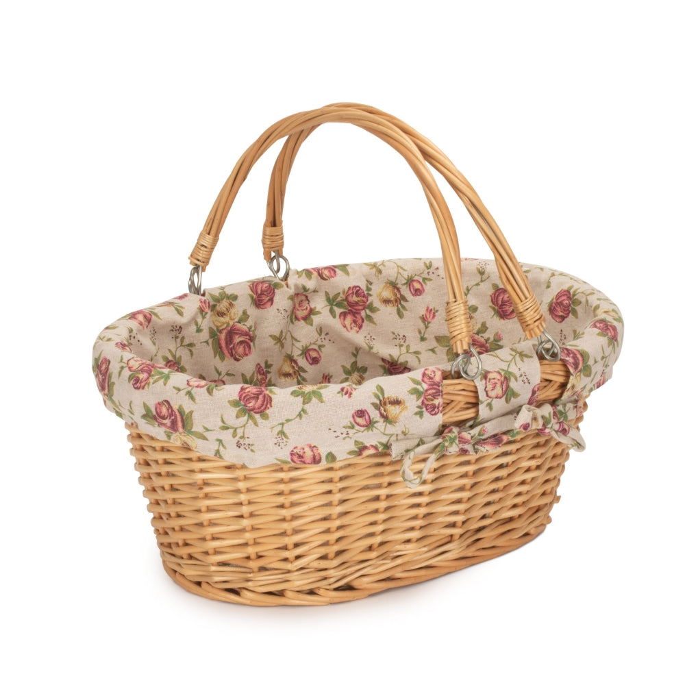 Wicker Shopping Basket With Swing Handle | Pink