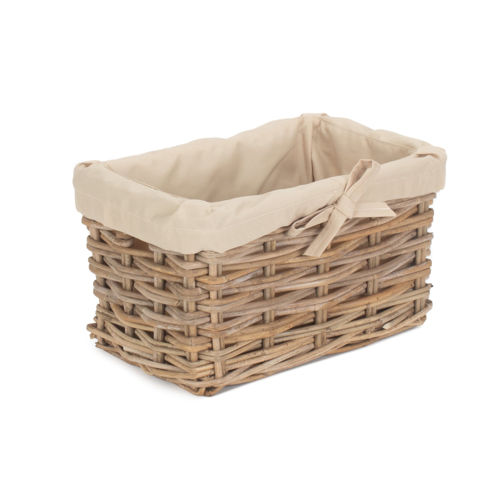 Red Hamper Rattan Rectangular Cordura Lined Grey Rattan Storage Basket