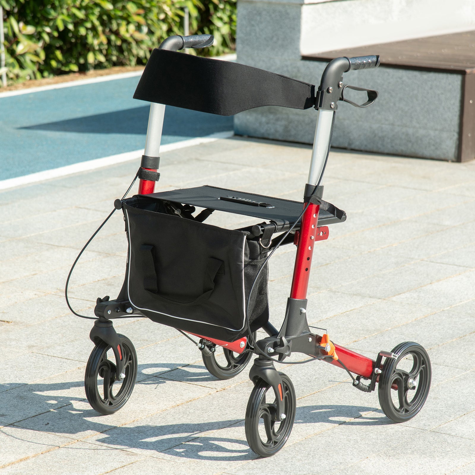 Folding Rollator Walker With Seat Storage Bag