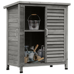 Garden Storage Shed Solid Fir Wood Garage Organisation | Gray