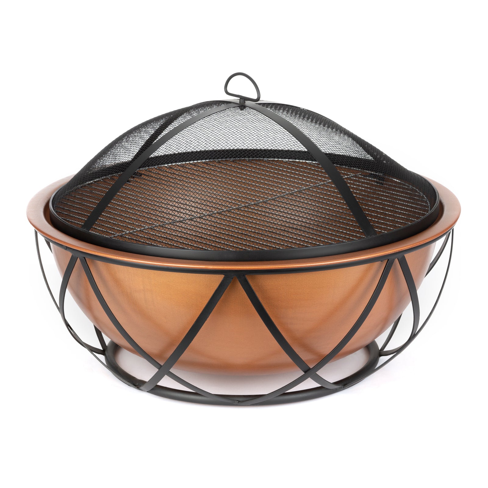 Volida Bowl Fire Pit With Bbq Grill - Copper