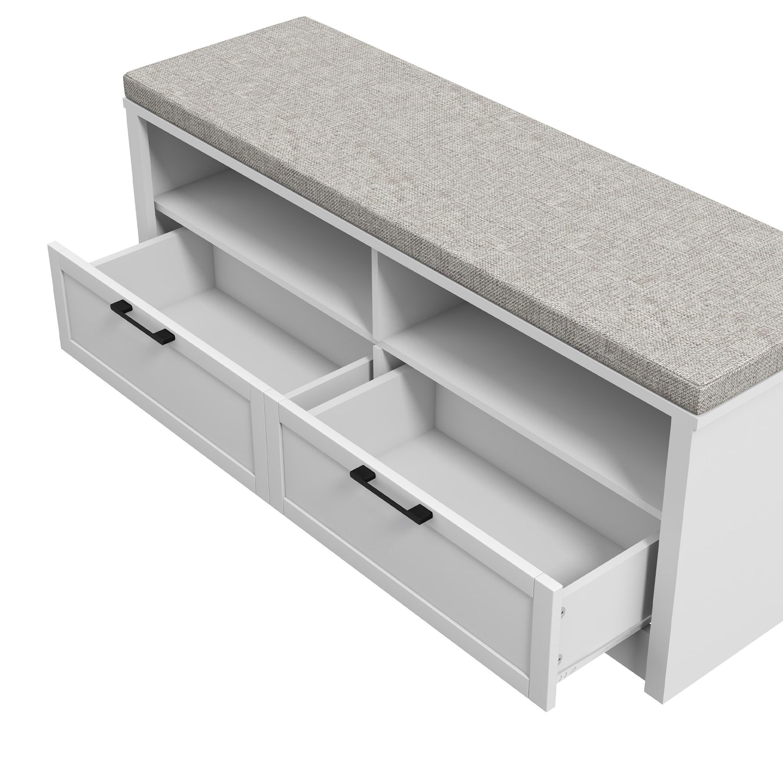 Shoe Bench With Removable Cushion, Open Compartments