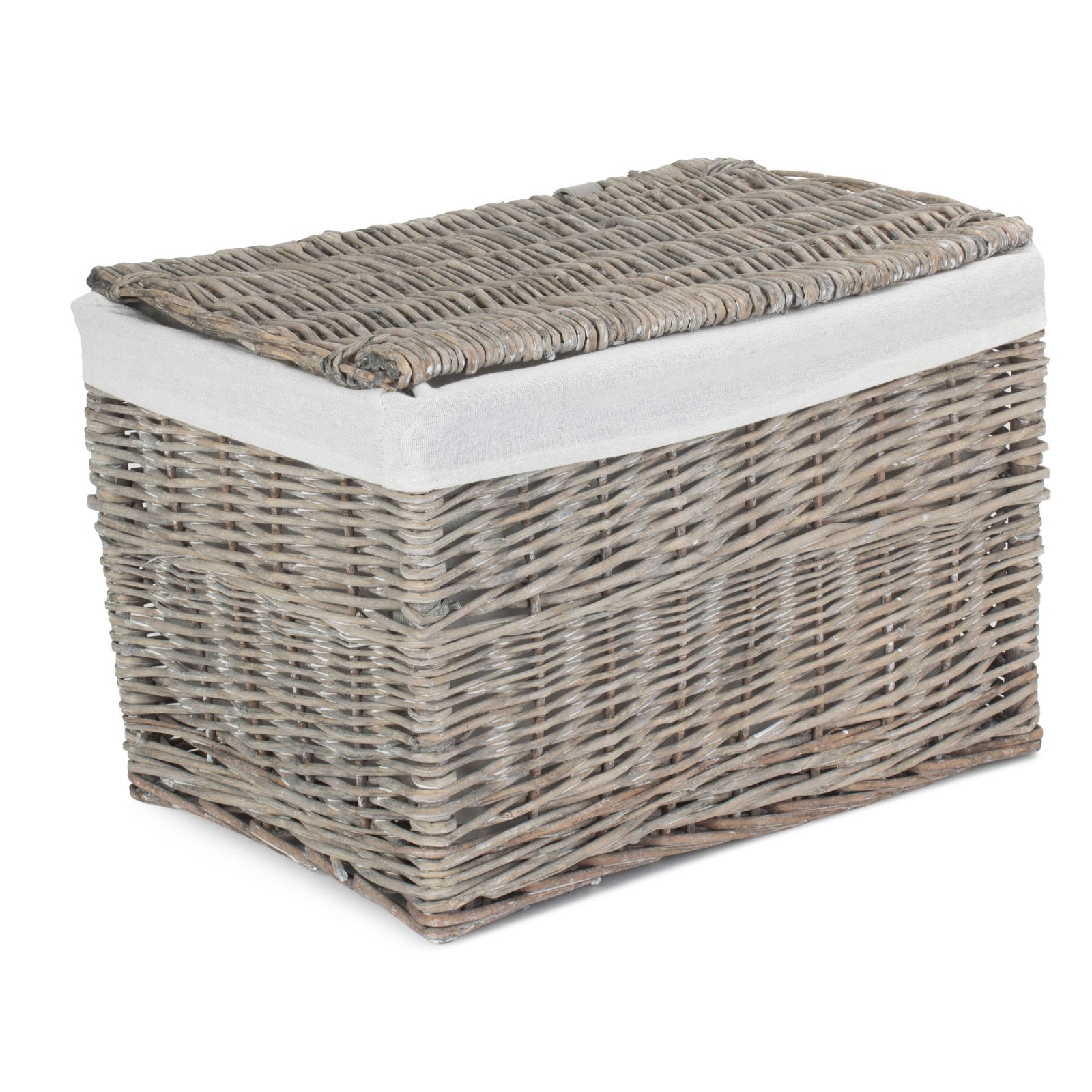 Red Hamper Wicker Grey Wash Finish Storage Basket