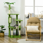 142cm Cat Tree Tower W/ Scratching Post, Hammock, Ball, Platforms, Green