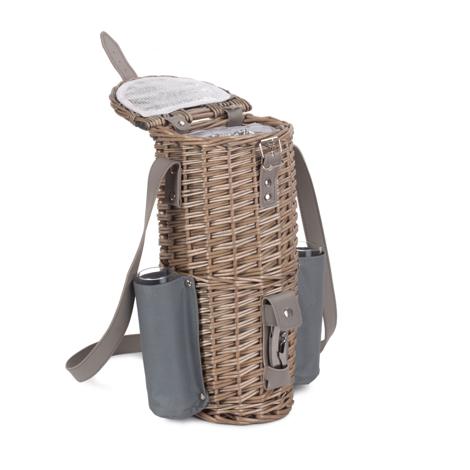 Single Bottle And 2 Champagne Glass Carrier With Shoulder Strap