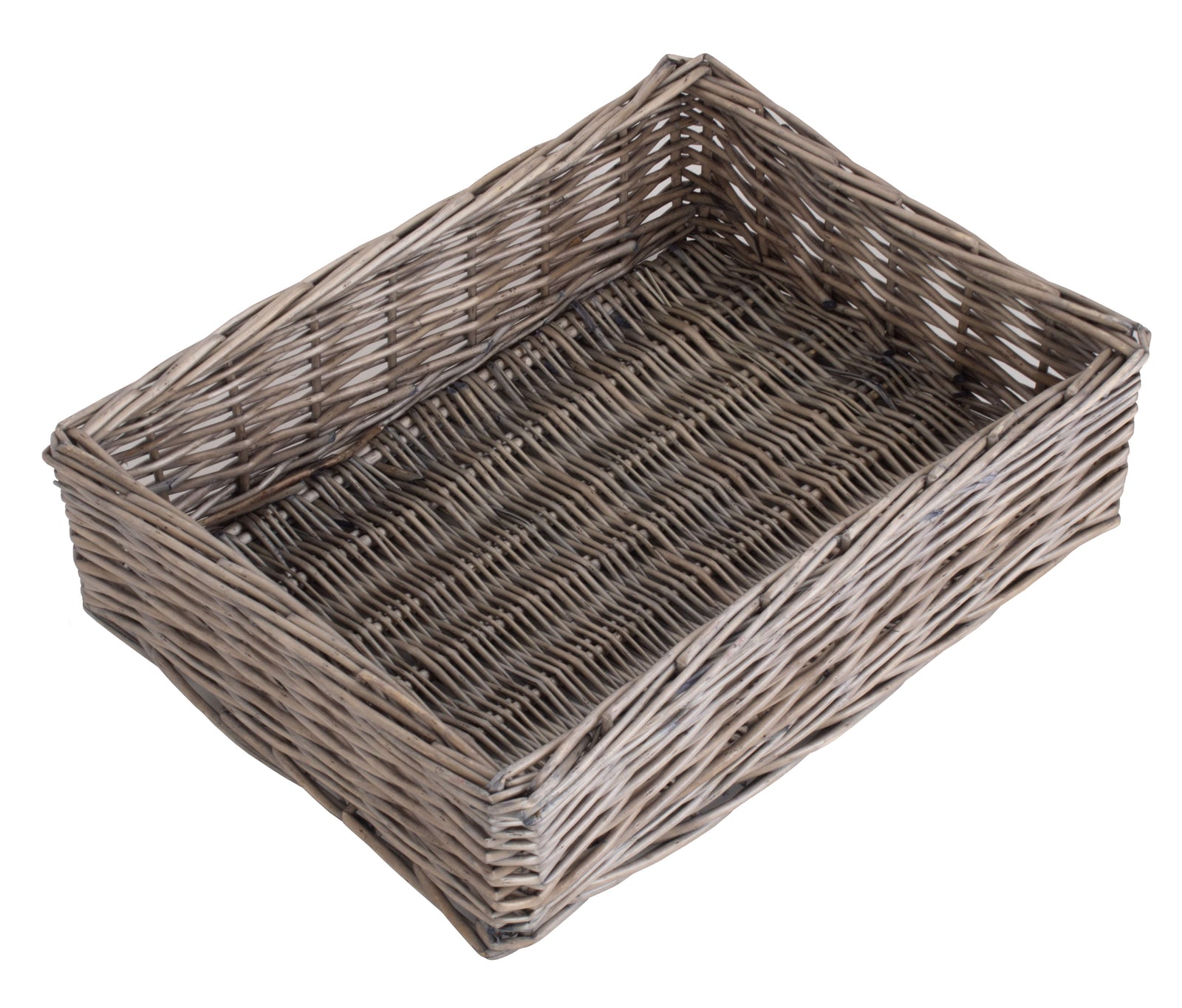 Wicker Antique Wash Straight Sided Tray | Large | Brown