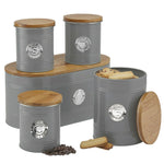 Kitchen Storage Set 5 Piece With Bamboo Lids   Grey